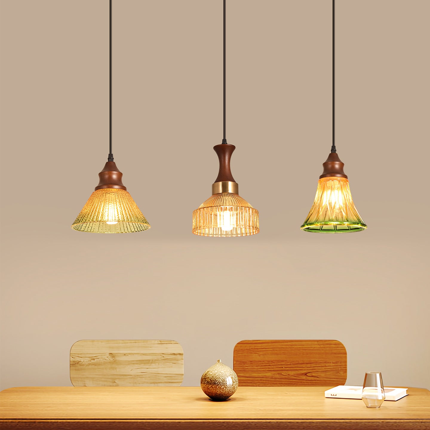 Nordic Vintage Glass Pendant Light for Bedroom or Study