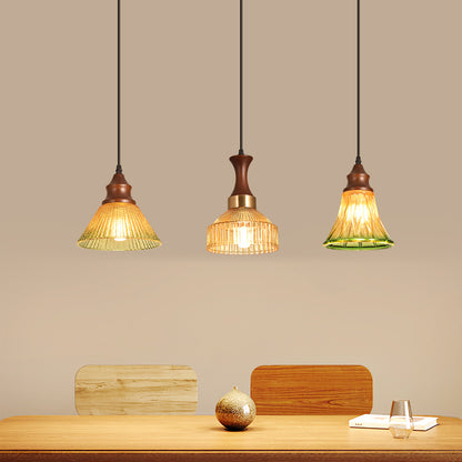 Nordic Vintage Glass Pendant Light for Bedroom or Study