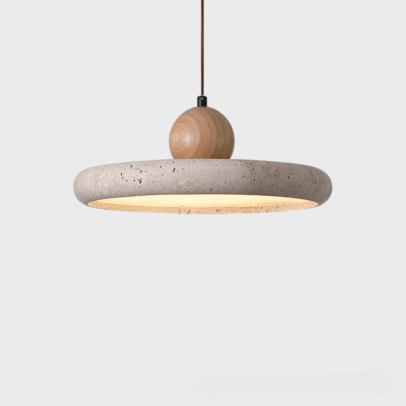 Wabi-Sabi Style Yellow Travertine Pendant Light for Dining Table Lamp