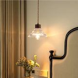 Load image into Gallery viewer, Light Luxury Simple Walnut Wood and Glass Pendant Light for Bedroom