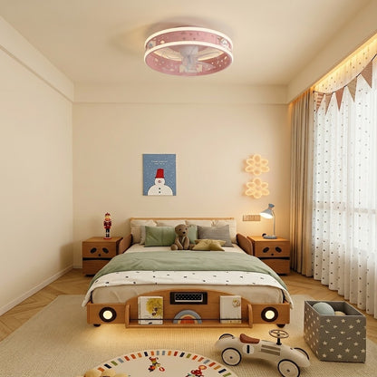 Kids Ceiling Fan with LED Light Cute Round Design