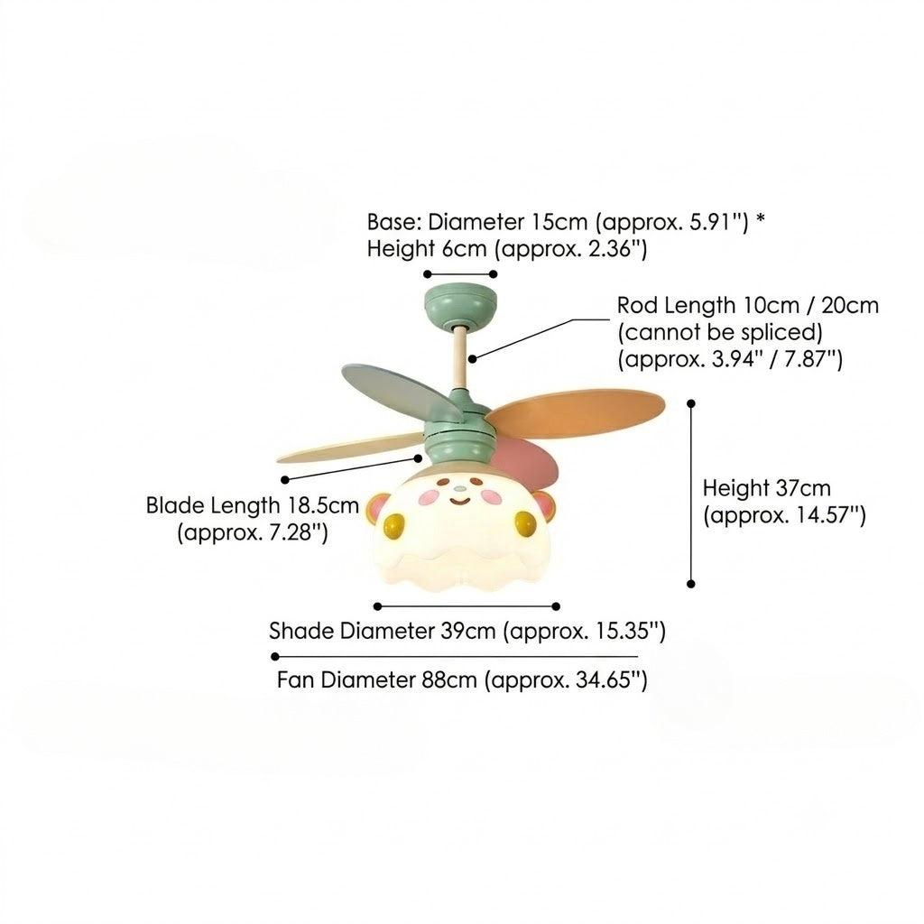 35 Inch Kids Ceiling Fan Light with Full Spectrum LED