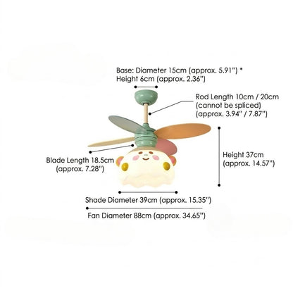 35 Inch Kids Ceiling Fan Light with Full Spectrum LED