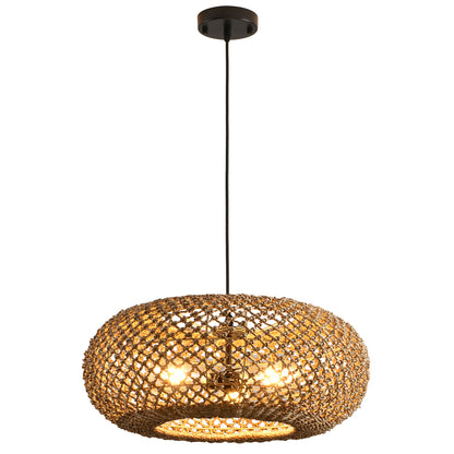 Wabi-Sabi Style  Rattan Woven Pendant Light for Dining Room