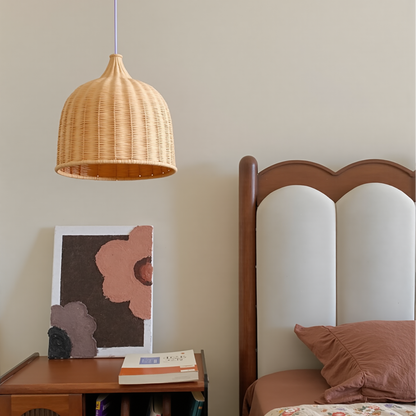 Bohemian Pendant Lampshade Rattan Pendant Light Hand-Woven Wicker Lamp