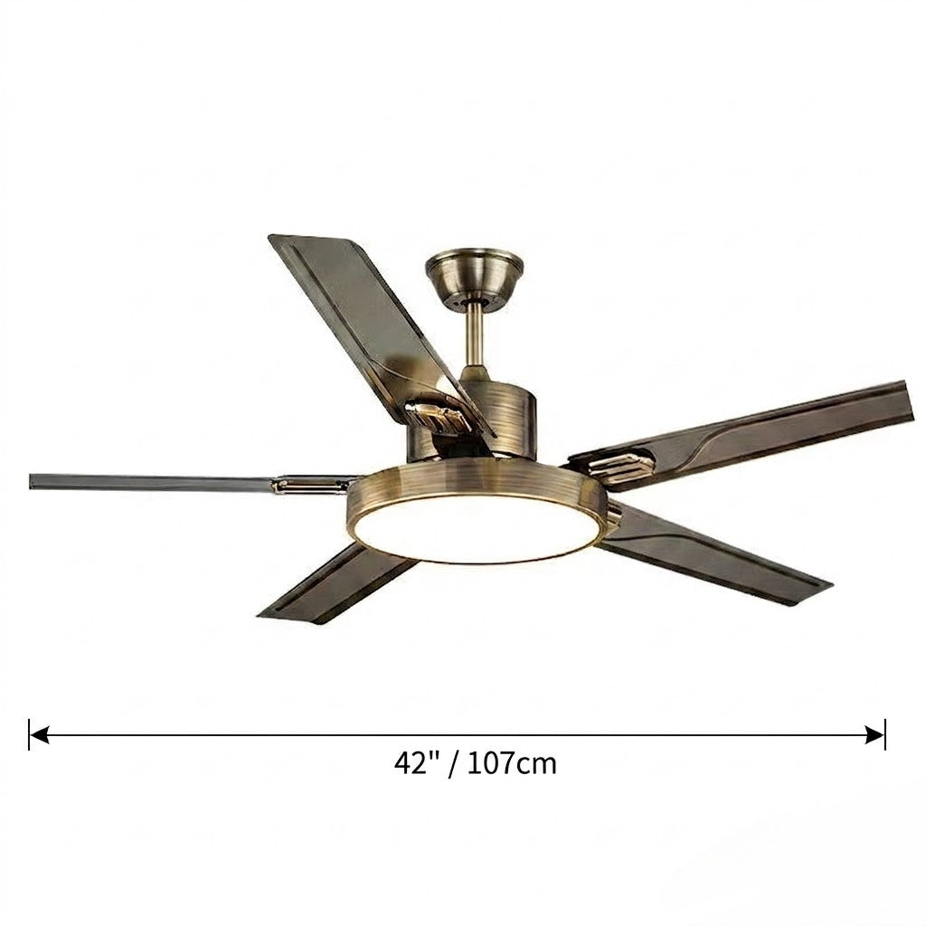 Modern White & Bronze Ceiling Fan with Integrated LED Light