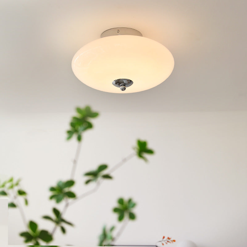 Mid-Century UFO Opal Glass Flush Mount Ceiling Light