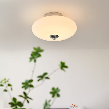 Mid-Century UFO Opal Glass Flush Mount Ceiling Light
