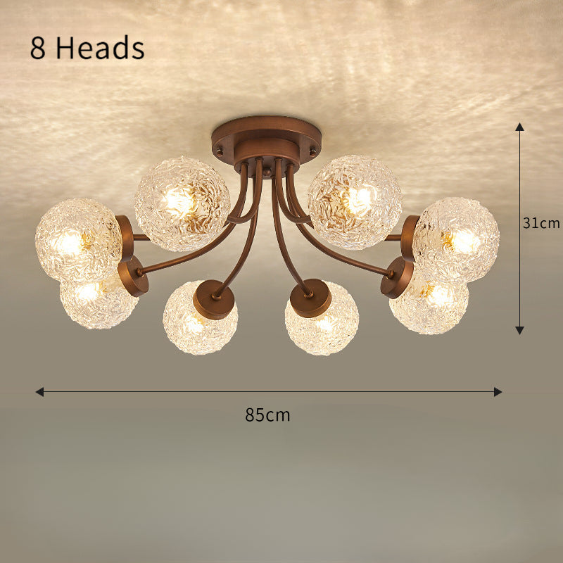 French Vintage Glass Ceiling Light for Living Room