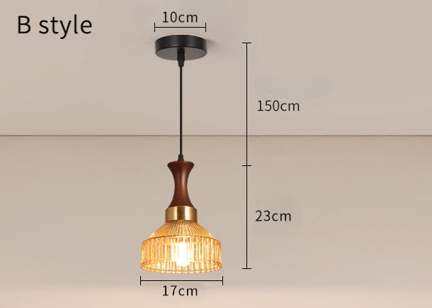 Nordic Vintage Glass Pendant Light for Bedroom or Study