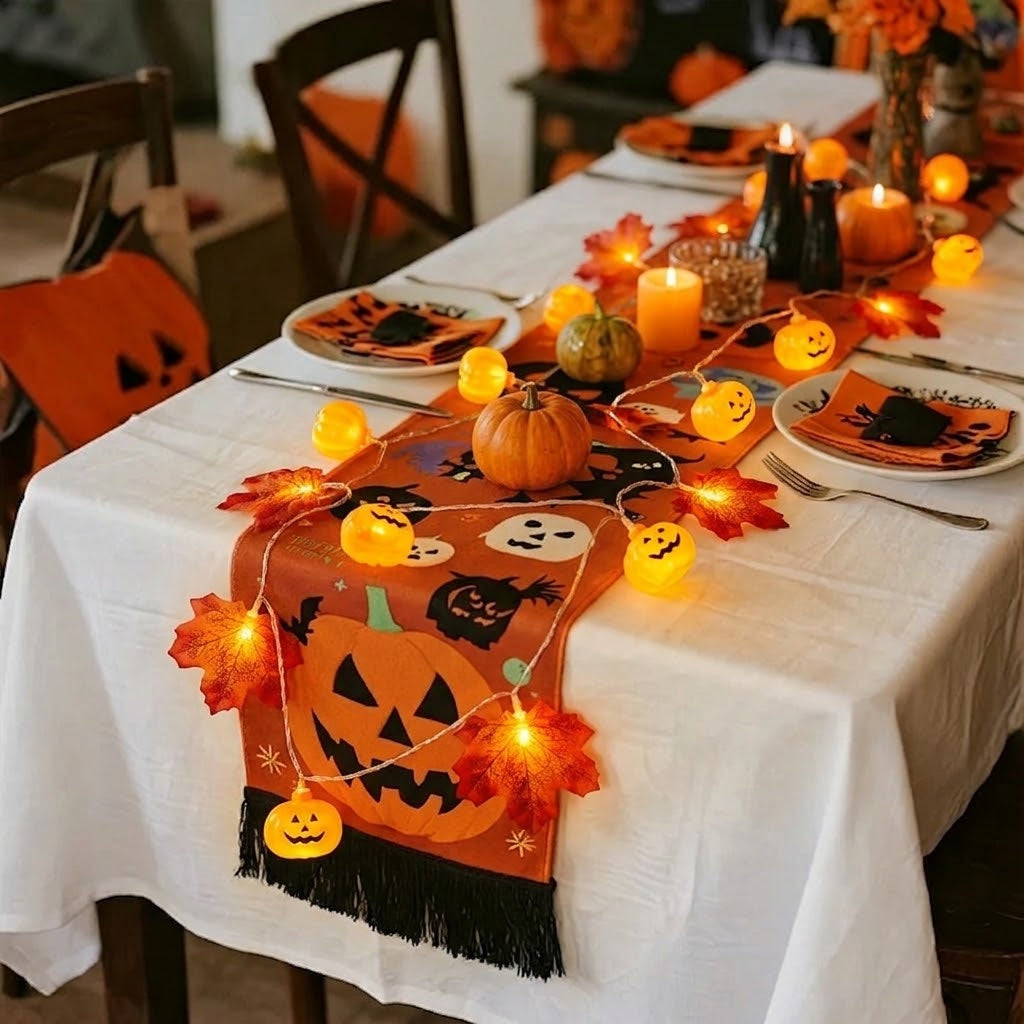 🎃 Halloween Pumpkin & Maple Leaf String Lights