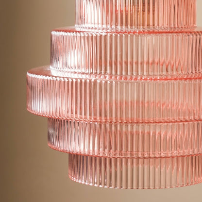 Tiered Ribbed Glass Pendant Light | Sculptural Hand-Blown Glass & Brushed Brass
