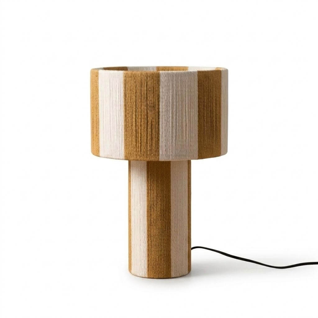Modern Striped Cotton Cord Table Lamp – Decorative Bedside Light
