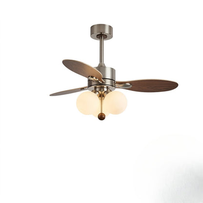 Modern Style Ceiling Fan with Light Iron & Glass Shades for Bedroom