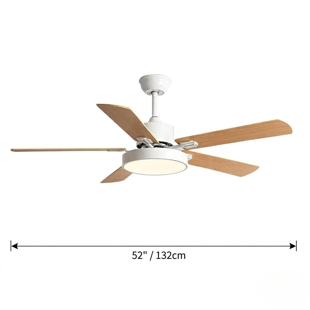 Modern White & Bronze Ceiling Fan with Integrated LED Light