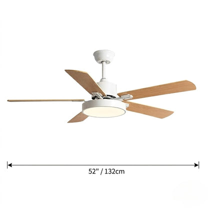 Modern White & Bronze Ceiling Fan with Integrated LED Light
