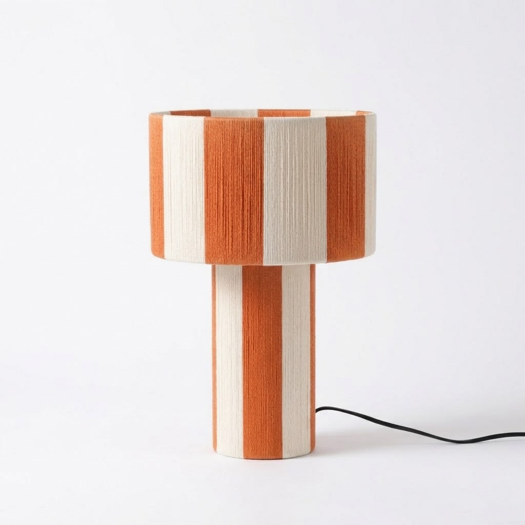 Modern Striped Cotton Cord Table Lamp – Decorative Bedside Light