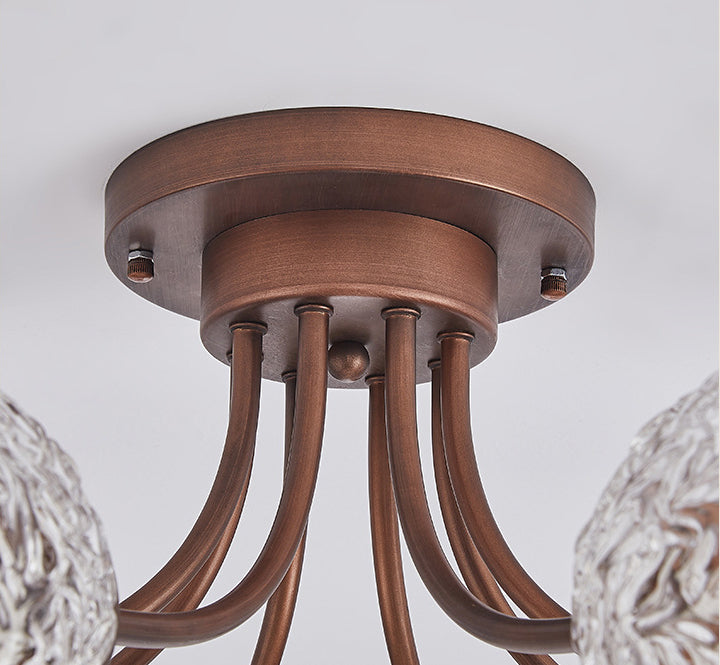 French Vintage Glass Ceiling Light for Living Room