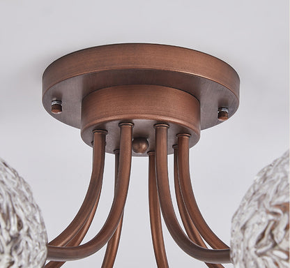 French Vintage Glass Ceiling Light for Living Room