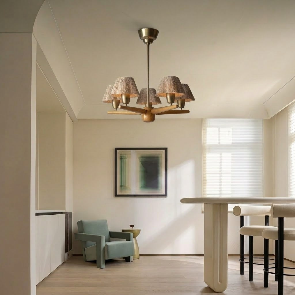 Mid-Century Solid Wood Ceiling Light for Dining Room