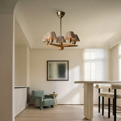 Mid-Century Solid Wood Ceiling Light for Dining Room