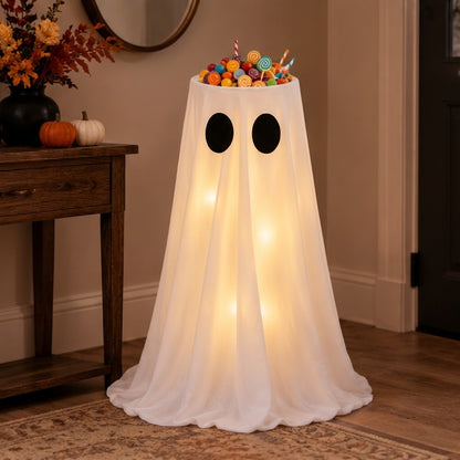 Light-Up Ghost Halloween Candy Bowl with Adjustable Height