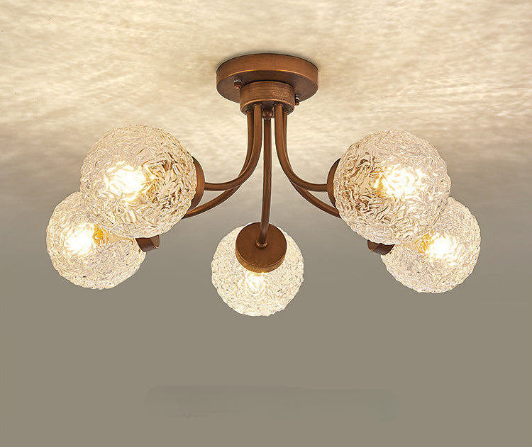 French Vintage Glass Ceiling Light for Living Room