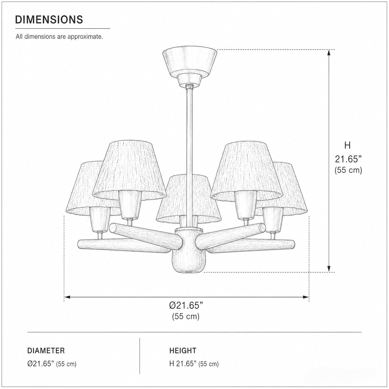 Mid-Century Solid Wood Ceiling Light for Dining Room