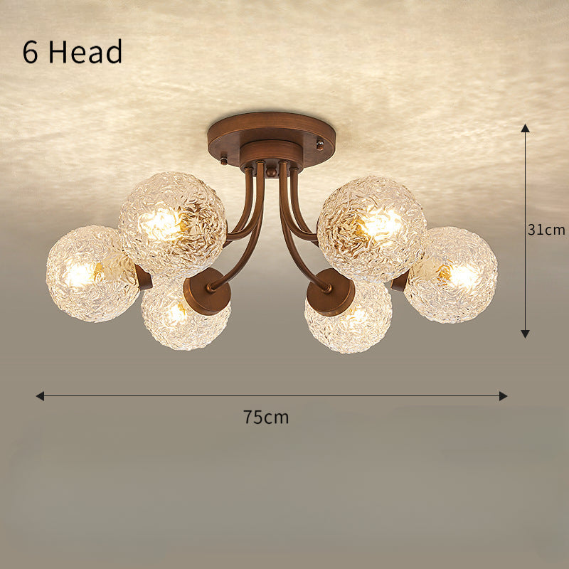 French Vintage Glass Ceiling Light for Living Room