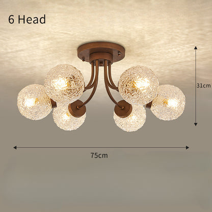 French Vintage Glass Ceiling Light for Living Room