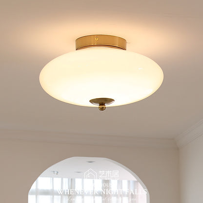 Mid-Century UFO Opal Glass Flush Mount Ceiling Light