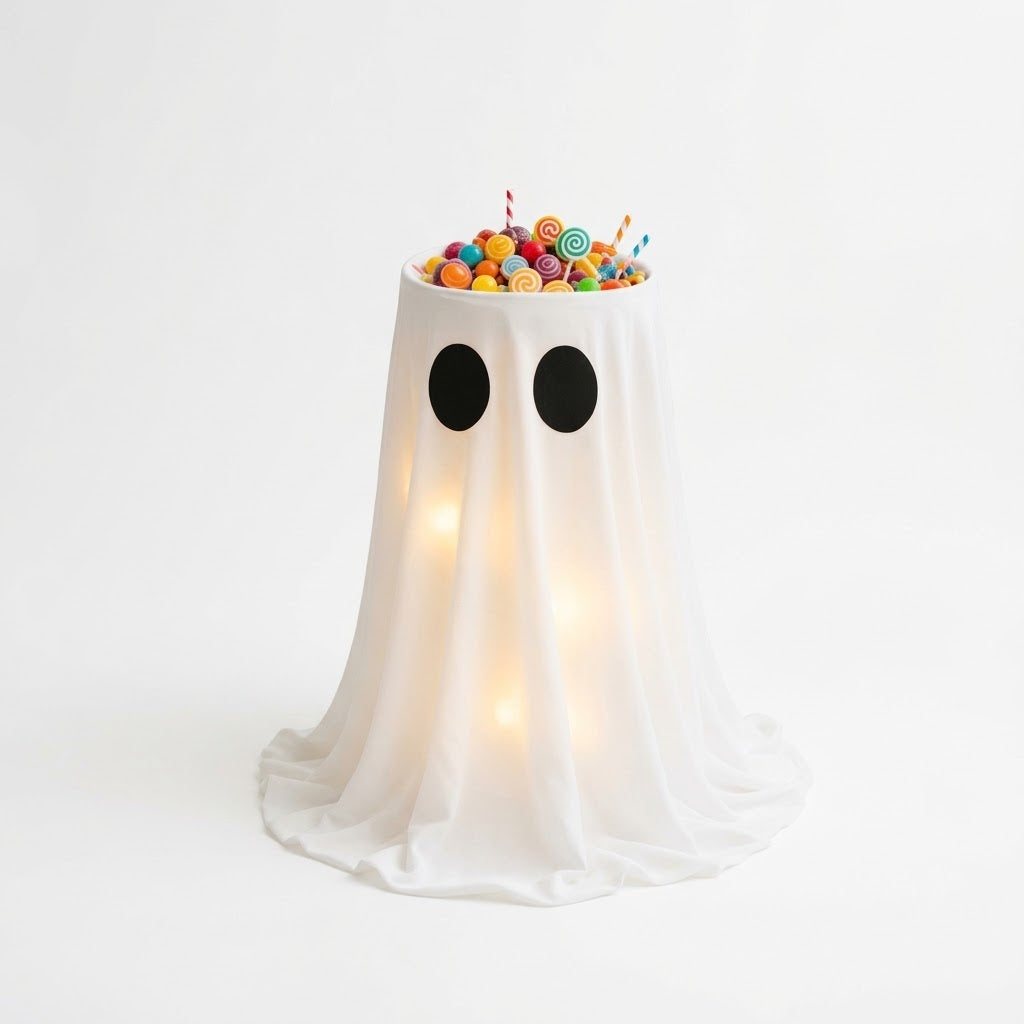 Light-Up Ghost Halloween Candy Bowl with Adjustable Height