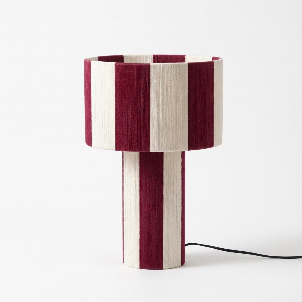 Modern Striped Cotton Cord Table Lamp – Decorative Bedside Light