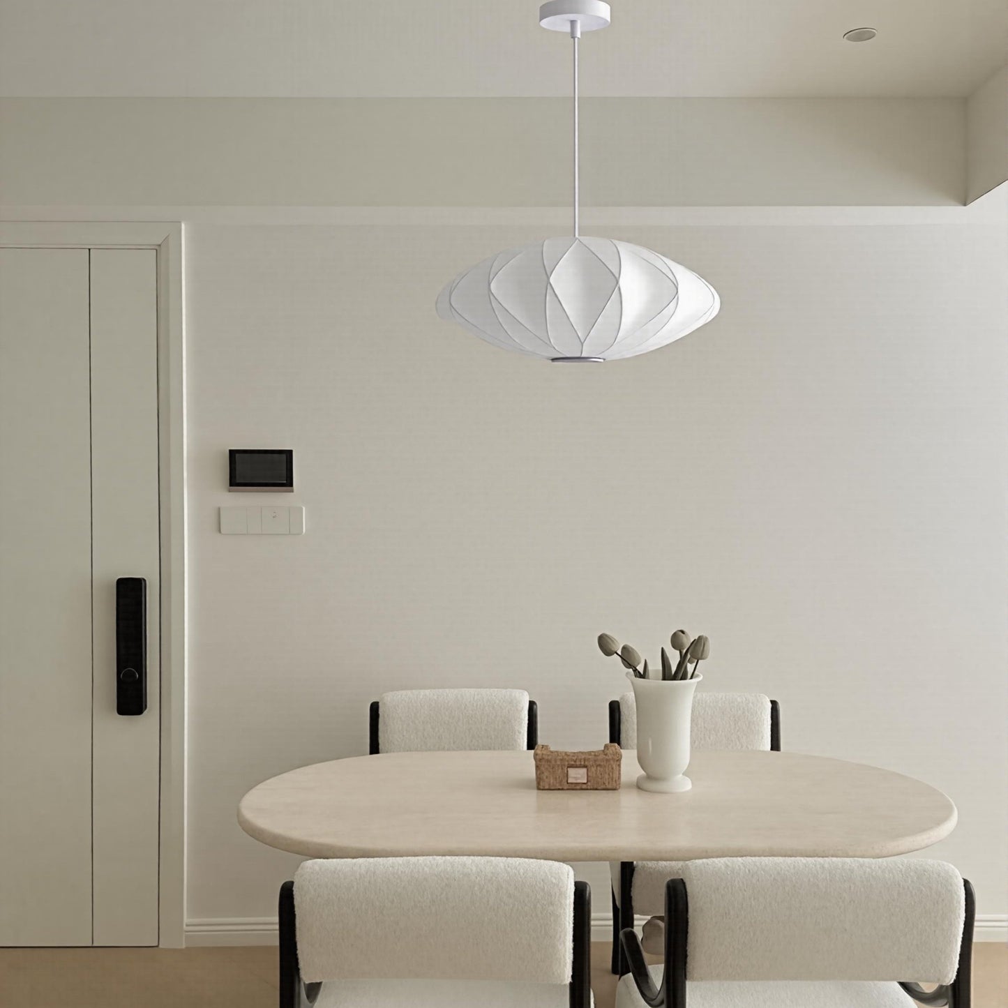 Mid-Century fabric Cocoon Pendant Light - Modern Cloud Bubble Shade Chandelier