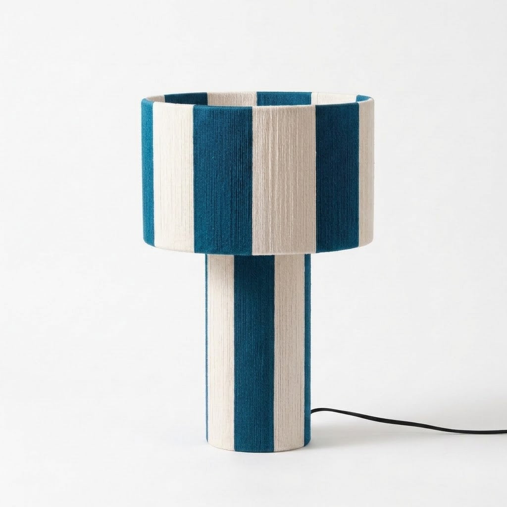 Modern Striped Cotton Cord Table Lamp – Decorative Bedside Light
