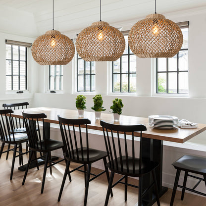 Handwoven Rattan Pendant Light for the Living Room-[Modern pendant lighting for bedroom and living space]-Demolights UK