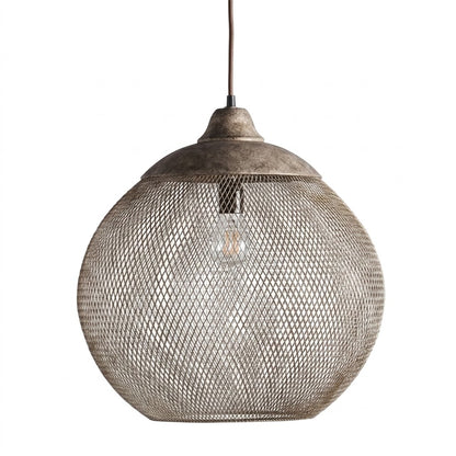 Woven Iron Pendant Light in Aged Grey