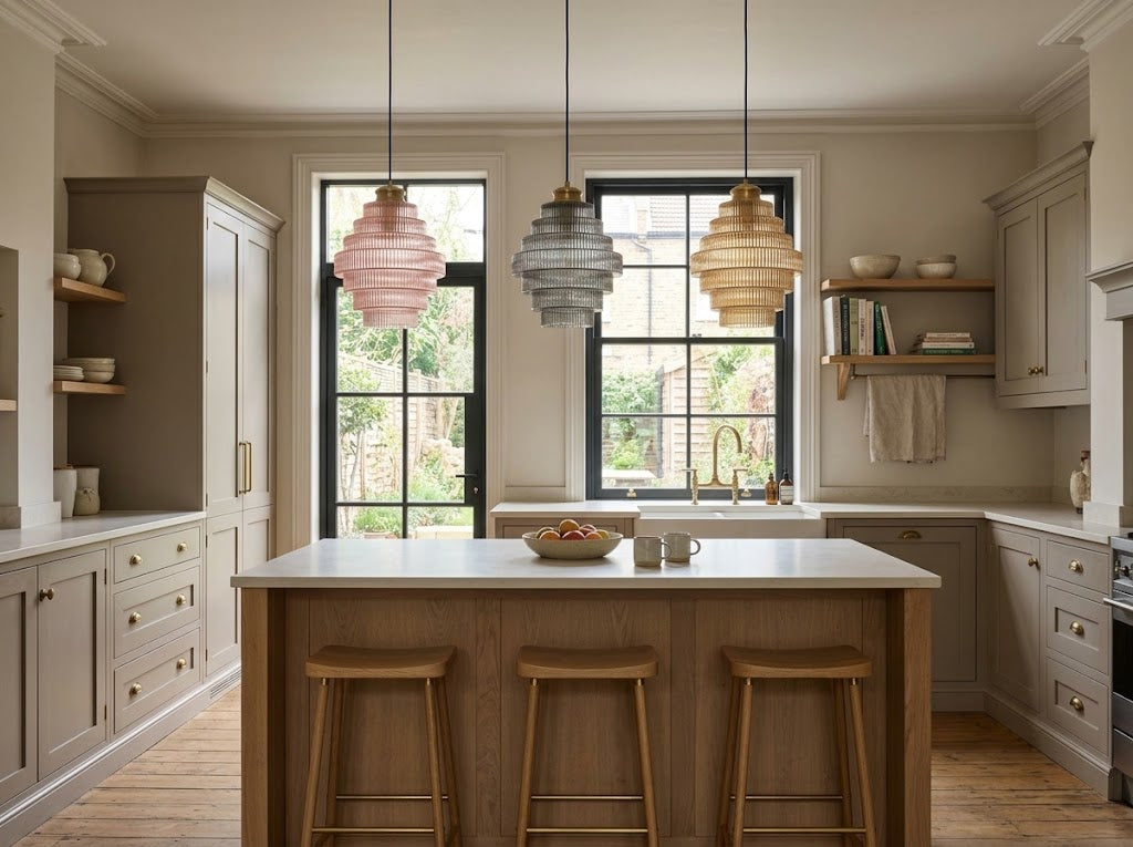 Tiered Ribbed Glass Pendant Light | Sculptural Hand-Blown Glass & Brushed Brass