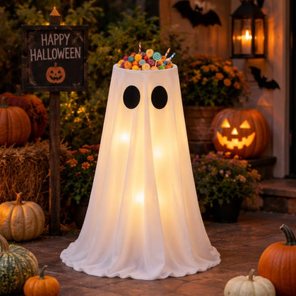 Light-Up Ghost Halloween Candy Bowl with Adjustable Height