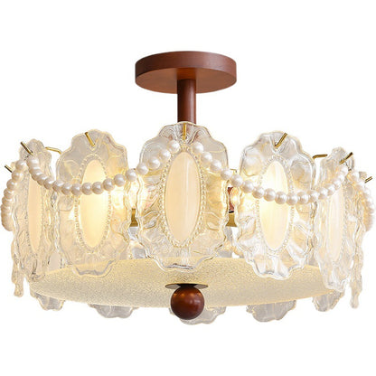 French-style Glass Ceiling Lamp for Living Room