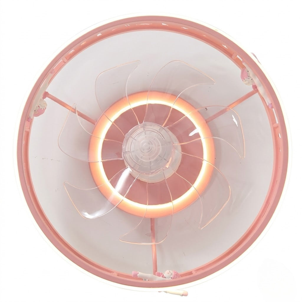 Kids Ceiling Fan with LED Light Cute Round Design