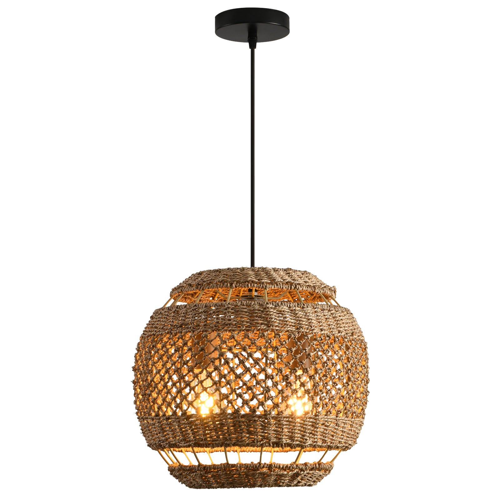 Vintage Rattan Pendant Light for Dining Room-[Modern pendant lighting for bedroom and living space]-Demolights UK