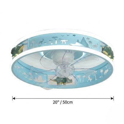 Kids Ceiling Fan with LED Light Cute Round Design