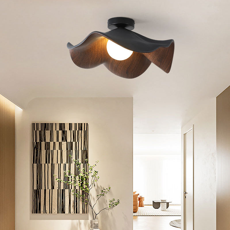 Creative Retro Wood Grain Ceiling Light for Entryway Balcony