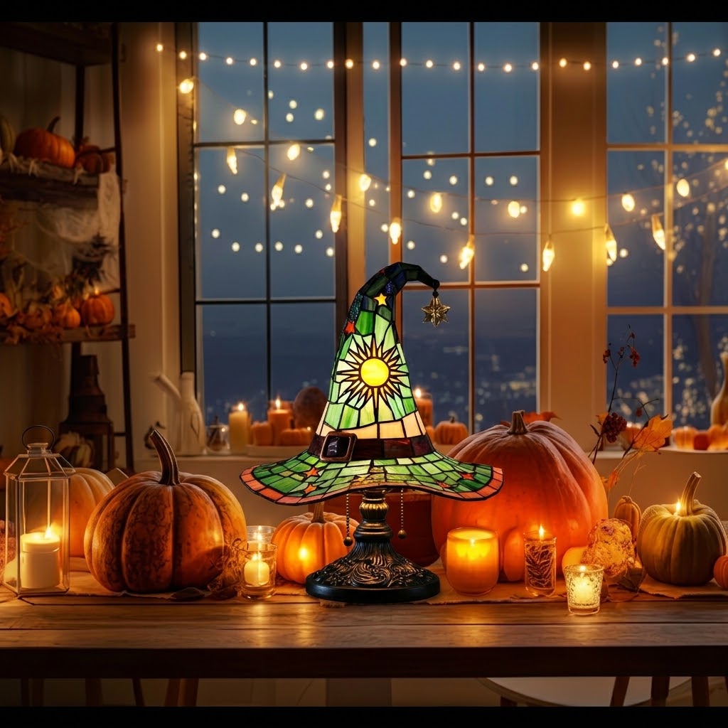 Halloween Witch Hat Lamp – USB LED Tabletop Night Light