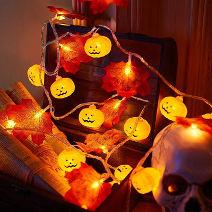 🎃 Halloween Pumpkin & Maple Leaf String Lights