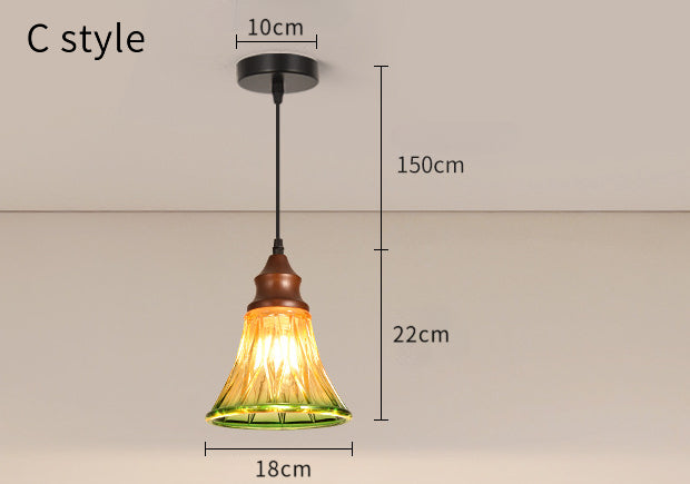Nordic Vintage Glass Pendant Light for Bedroom or Study