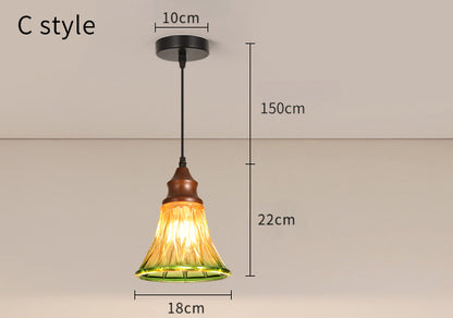 Nordic Vintage Glass Pendant Light for Bedroom or Study