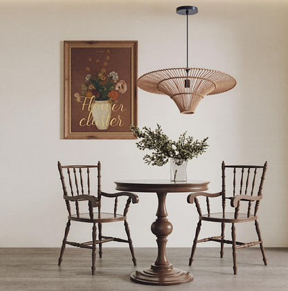 Hand-Woven Rattan Pendant Light - Large Boho Hat Chandelier for Home
