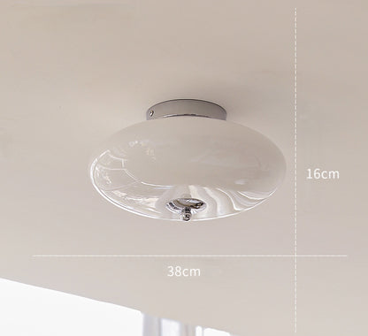 Mid-Century UFO Opal Glass Flush Mount Ceiling Light